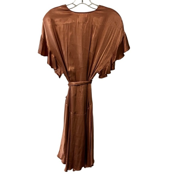 SAYLOR Daria Satin Mini Dress in Blush M Waist Tie - Picture 4 of 13